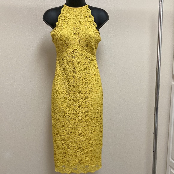 Zara Yellow Lace Overlay Dress - Picture 9 of 15